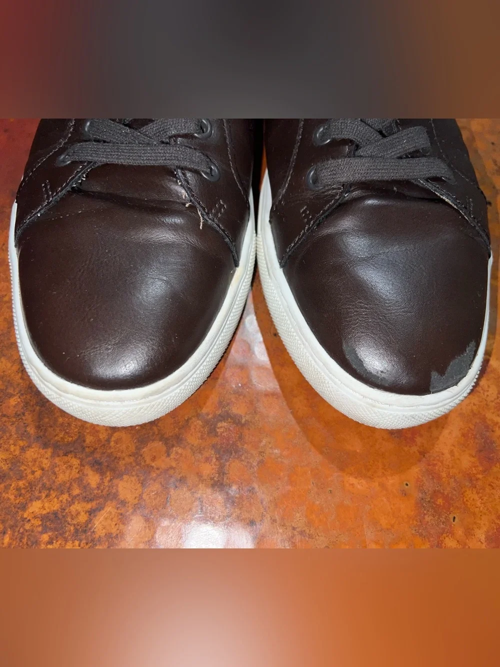 Men's Banana Republie Vegan Leather Sneakers Dark Brown Size 10